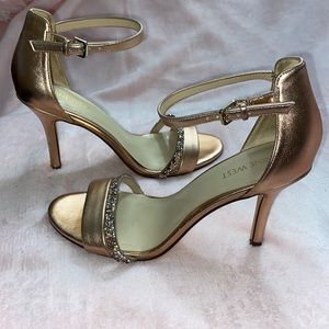 NINE WEST ROSE GOLD ANKLE STRAP SANDALS